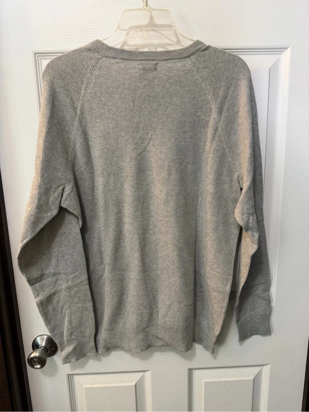 NWT J. Crew Men's Crewneck Gray Cotton Subtle Waffle Knit Sweater Sz M